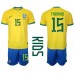 Cheap Brazil Fabinho #15 Home Football Kit Children World Cup 2022 Short Sleeve (+ pants)